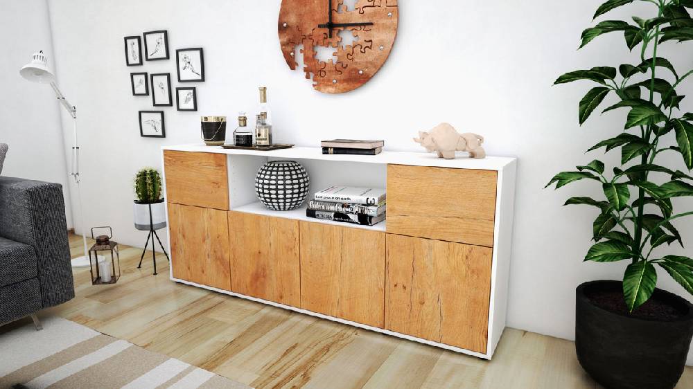 Stil Zeit Möbel Sideboard Ermentrude, Eiche (180x79x35cm) Valentinstagsangebot