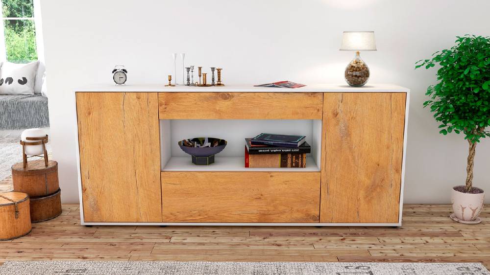 Stil Zeit Möbel Sideboard Fiora, Eiche (180x79x35cm) Lagerräumung