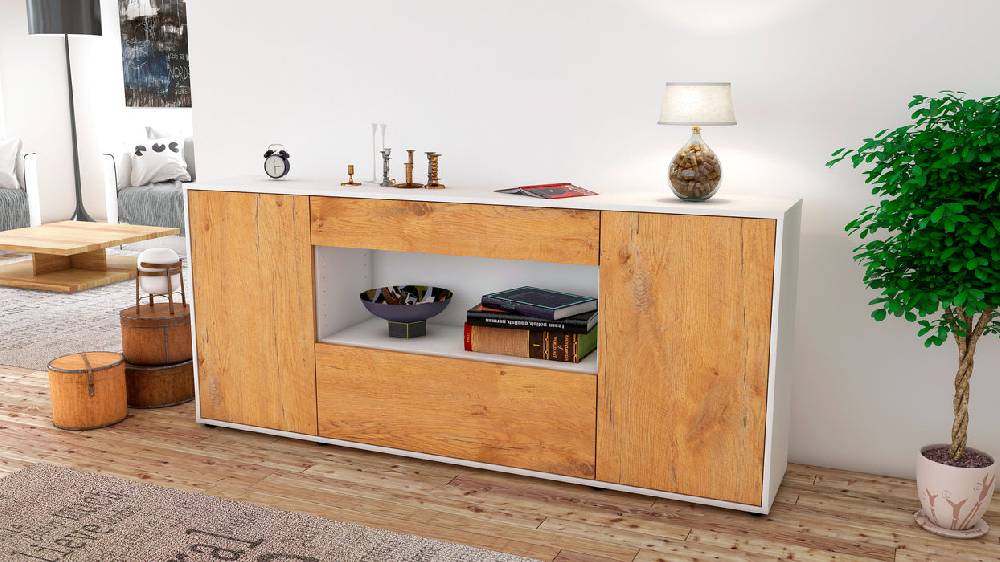 Stil Zeit Möbel Sideboard Fiora, Eiche (180x79x35cm) Lagerräumung