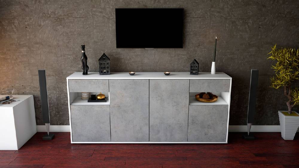 Stil Zeit Möbel Sideboard Franca, Beton (180x79x35cm) Heißer Verkauf