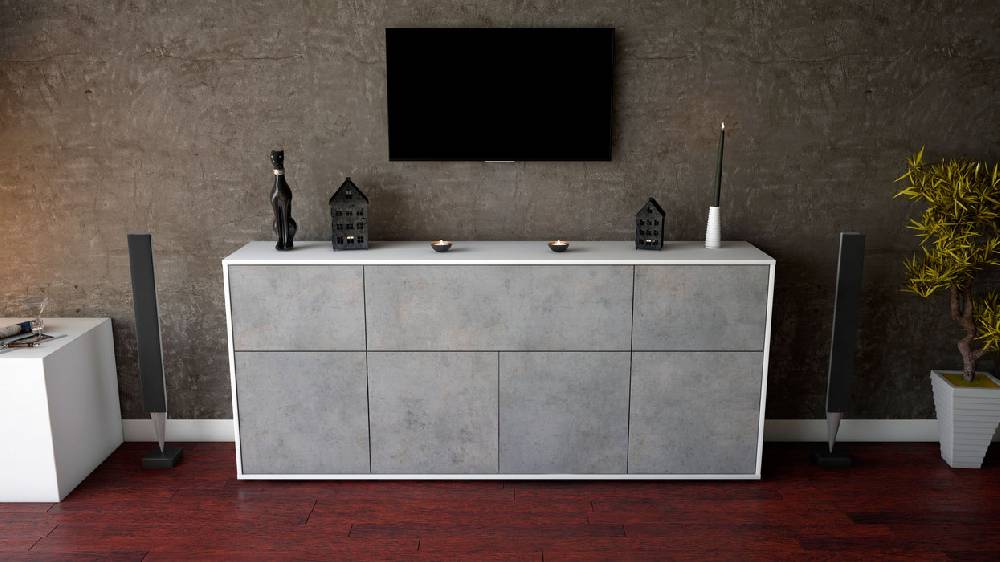 Stil Zeit Möbel Sideboard Gianna, Beton (180x79x35cm) Neueste Mode