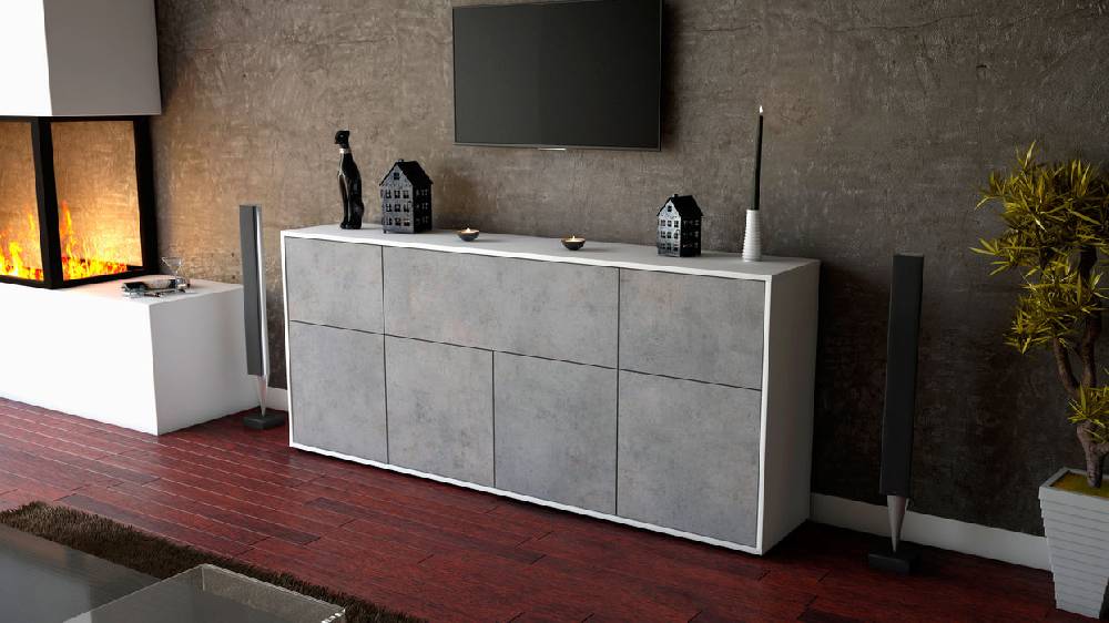Stil Zeit Möbel Sideboard Gianna, Beton (180x79x35cm) Neueste Mode