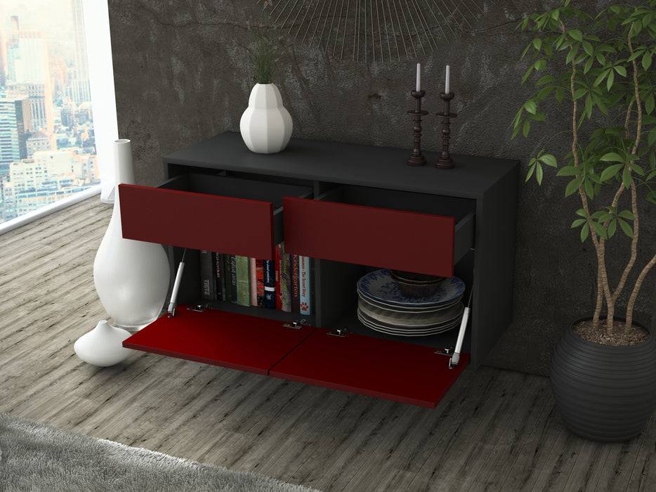 Stil Zeit Möbel Lowboard Austin, Bordeaux, hängend (92x49x35cm) Zeitlich begrenztes Angebot