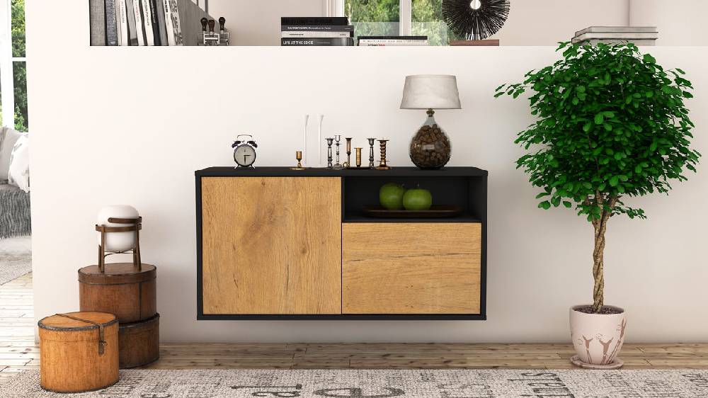 Stil Zeit Möbel Lowboard Detroit, Eiche, hängend (92x49x35cm) Exklusive Angebote