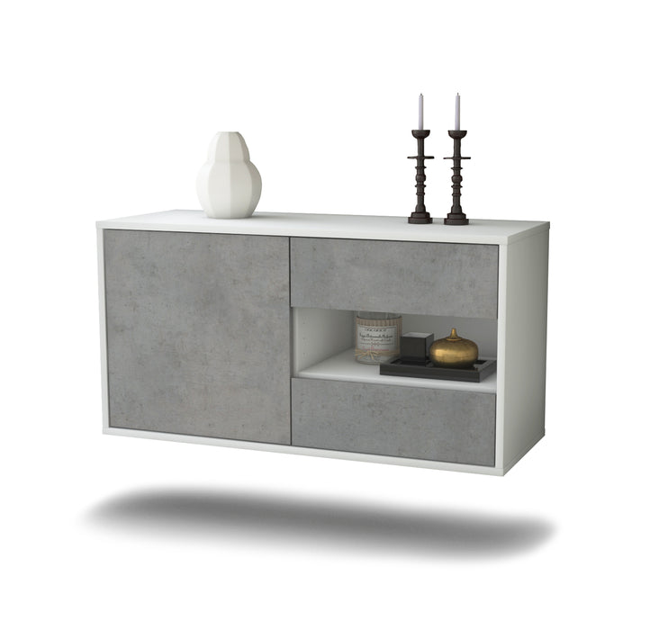 Stil Zeit Möbel Lowboard Charlotte, Beton, hängend (92x49x35cm)