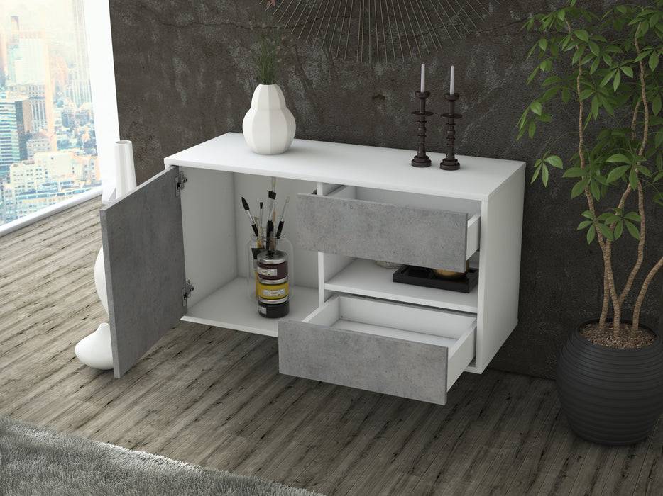 Stil Zeit Möbel Lowboard Charlotte, Beton, hängend (92x49x35cm) Blitzangebot