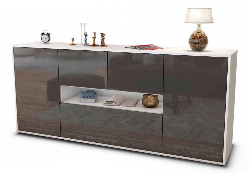 Stil Zeit Möbel Sideboard Elisabetta, Grau (180x79x35cm)