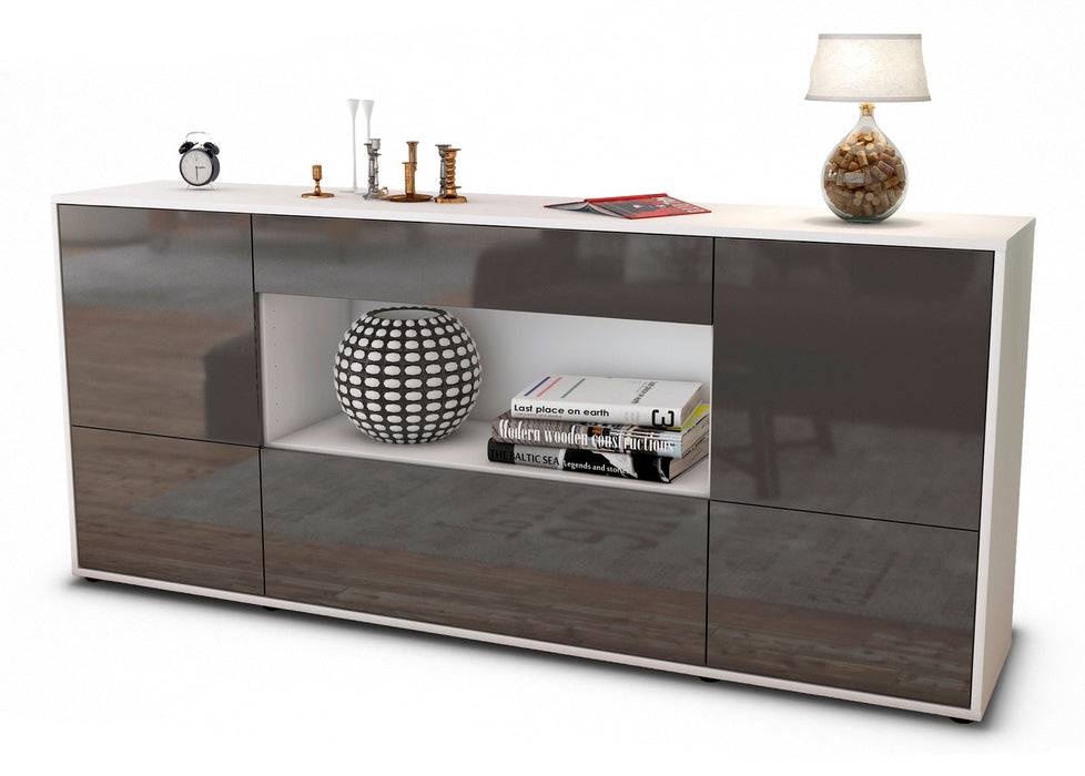 Stil Zeit Möbel Sideboard Elodie, Grau (180x79x35cm)