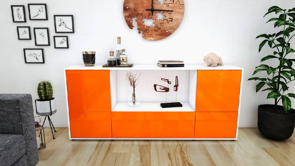 Stil Zeit Möbel Sideboard Elvezia, Orange (180x79x35cm) Wochenangebot