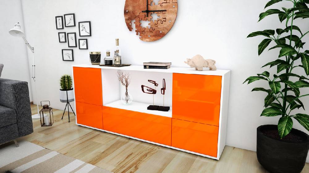 Stil Zeit Möbel Sideboard Elvezia, Orange (180x79x35cm) Wochenangebot