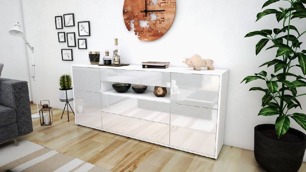 Stil Zeit Möbel Sideboard Emma, Weiß (180x79x35cm) Begrenzte Freigabe
