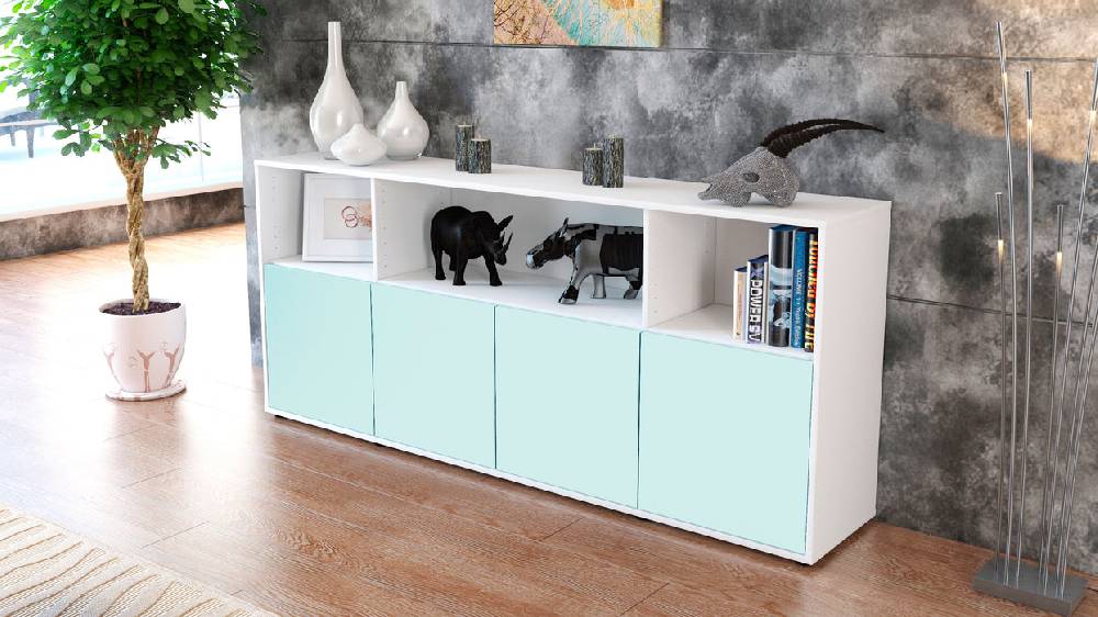 Stil Zeit Möbel Sideboard Enrica, Mint (180x79x35cm) Letzte 3 Tage