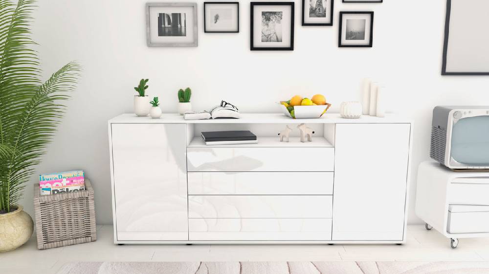 Stil Zeit Möbel Sideboard Enzo, Weiß (180x79x35cm) Neueste Stile