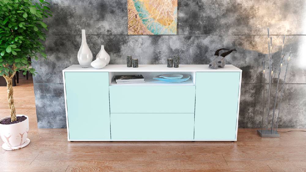Stil Zeit Möbel Sideboard Erina, Mint (180x79x35cm) Letzte 2 Tage