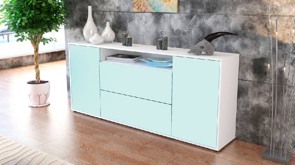 Stil Zeit Möbel Sideboard Erina, Mint (180x79x35cm) Letzte 2 Tage