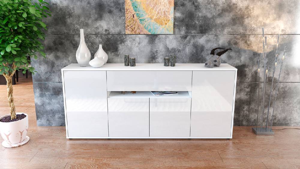 Stil Zeit Möbel Sideboard Flavia, Weiß (180x79x35cm) Letzter Tag