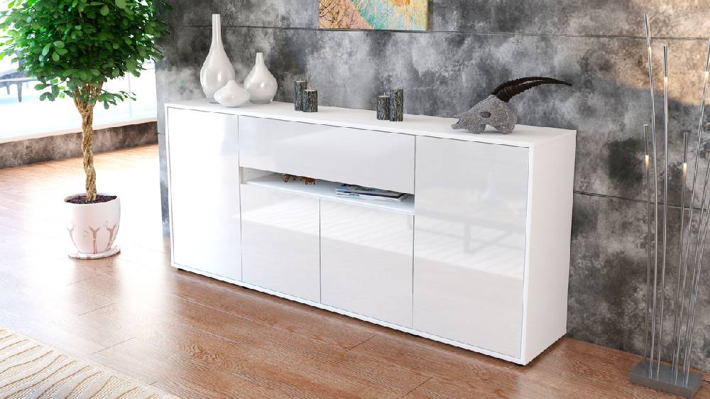 Stil Zeit Möbel Sideboard Flavia, Weiß (180x79x35cm) Letzter Tag
