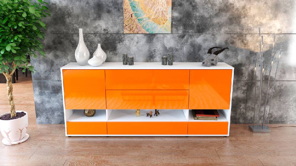 Stil Zeit Möbel Sideboard Florentina, Orange (180x79x35cm) Zeitbegrenzte Promotion