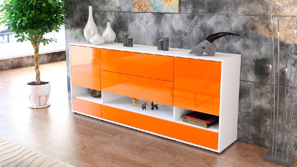 Stil Zeit Möbel Sideboard Florentina, Orange (180x79x35cm) Zeitbegrenzte Promotion