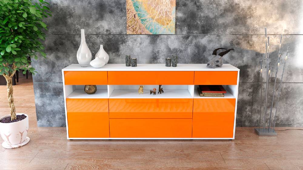 Stil Zeit Möbel Sideboard Floria, Orange (180x79x35cm) Bis zu 50% Rabatt