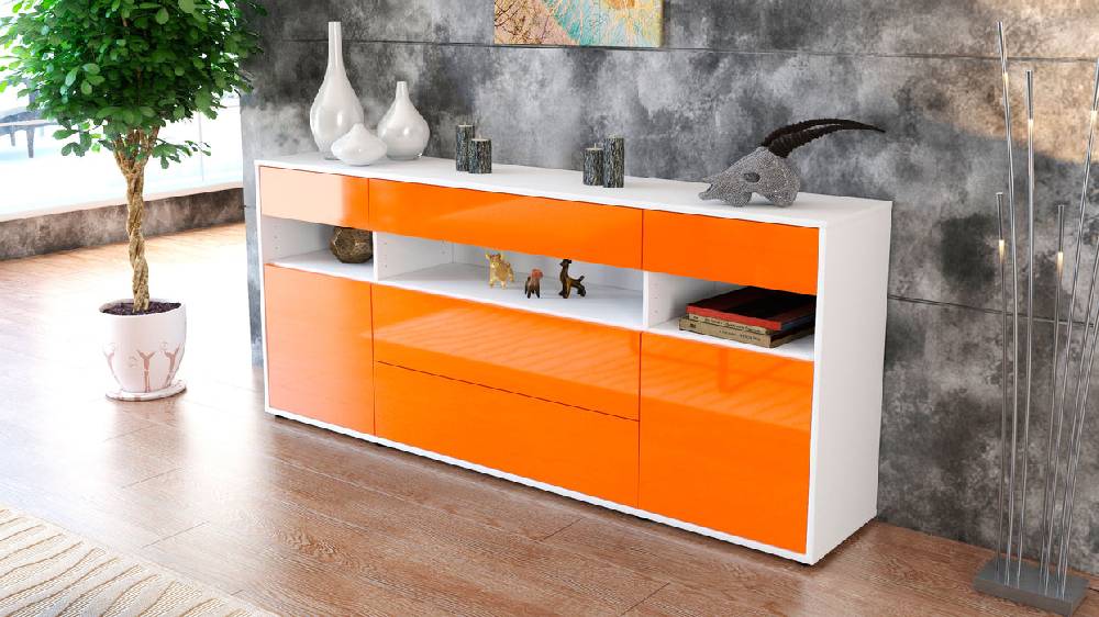 Stil Zeit Möbel Sideboard Floria, Orange (180x79x35cm) Bis zu 50% Rabatt
