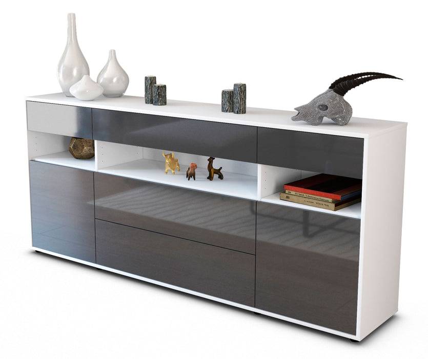 Stil Zeit Möbel Sideboard Floria, Grau (180x79x35cm)