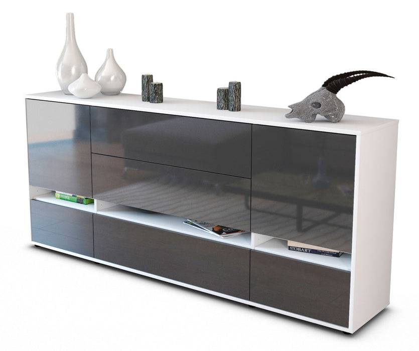 Stil Zeit Möbel Sideboard Floriana, Grau (180x79x35cm)
