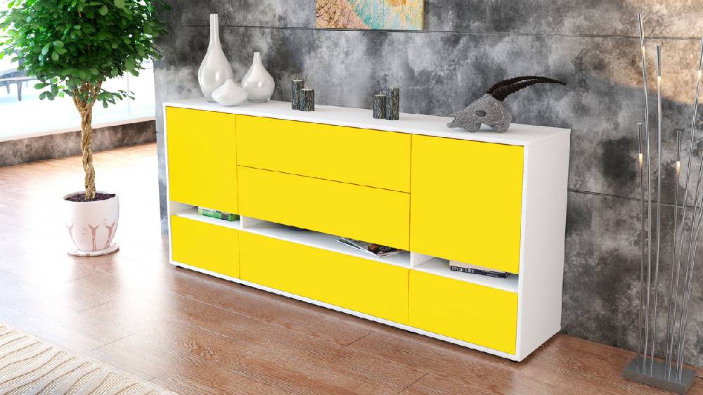 Stil Zeit Möbel Sideboard Floriana, Gelb (180x79x35cm) Nur für heute