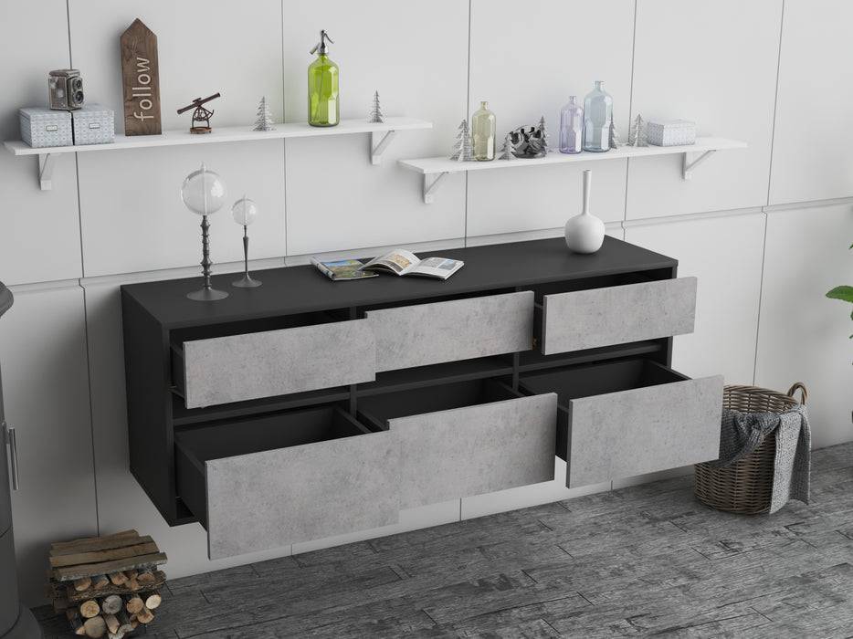 Stil Zeit Möbel Lowboard Raleigh, Beton, hängend (136x49x35cm) Super Rabatt