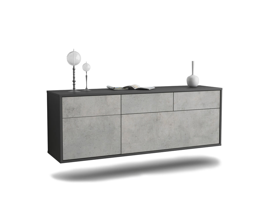 Stil Zeit Möbel Lowboard Tulsa, Beton, hängend (136x49x35cm)
