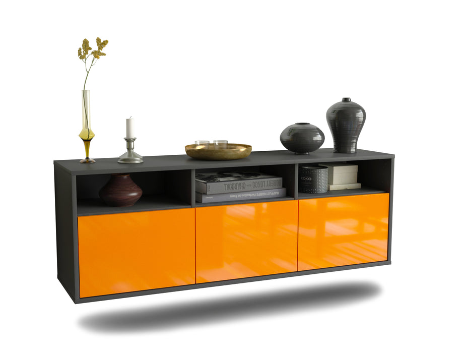 Stil Zeit Möbel Lowboard Kansas City, Orange, hängend (136x49x35cm)