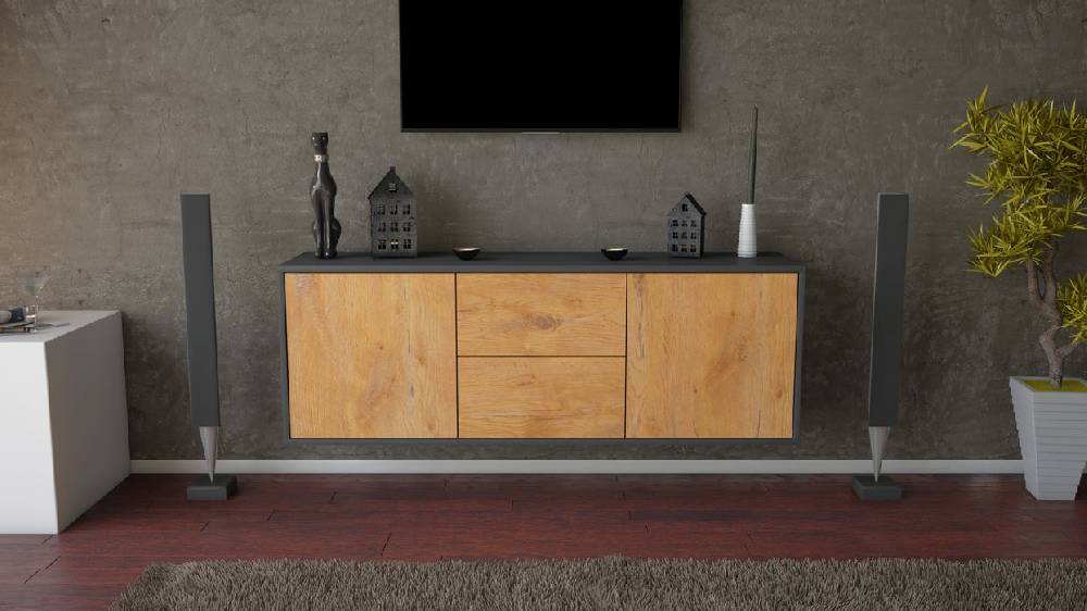 Stil Zeit Möbel Lowboard Nashville, Eiche, hängend (136x49x35cm) zollfrei