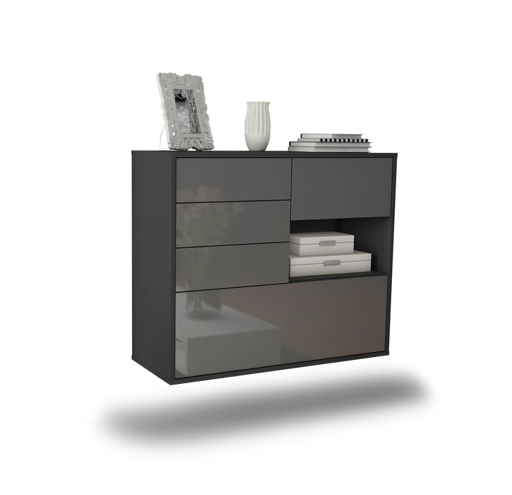 Stil Zeit Möbel Sideboard Knoxville, Grau, hängend (92x79x35cm) 50% Rabatt für begrenzte Zeit