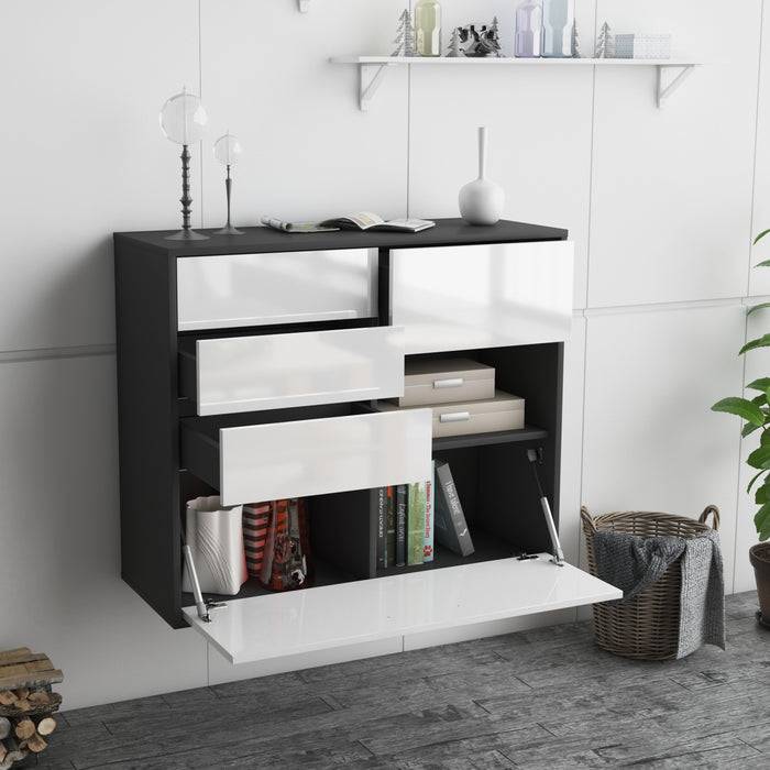 Stil Zeit Möbel Sideboard Knoxville, Grau, hängend (92x79x35cm) 50% Rabatt für begrenzte Zeit
