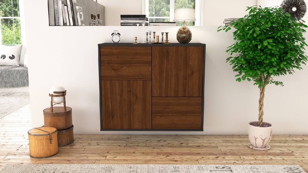 Stil Zeit Möbel Sideboard Fremont, Walnuss, hängend (92x79x35cm) 2025