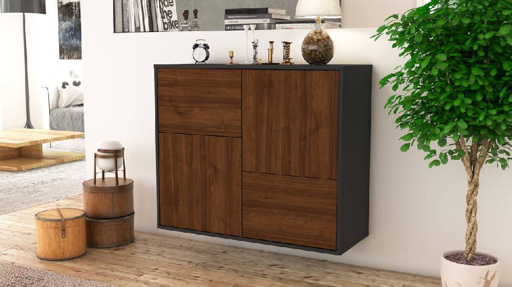 Stil Zeit Möbel Sideboard Fremont, Walnuss, hängend (92x79x35cm) 2025