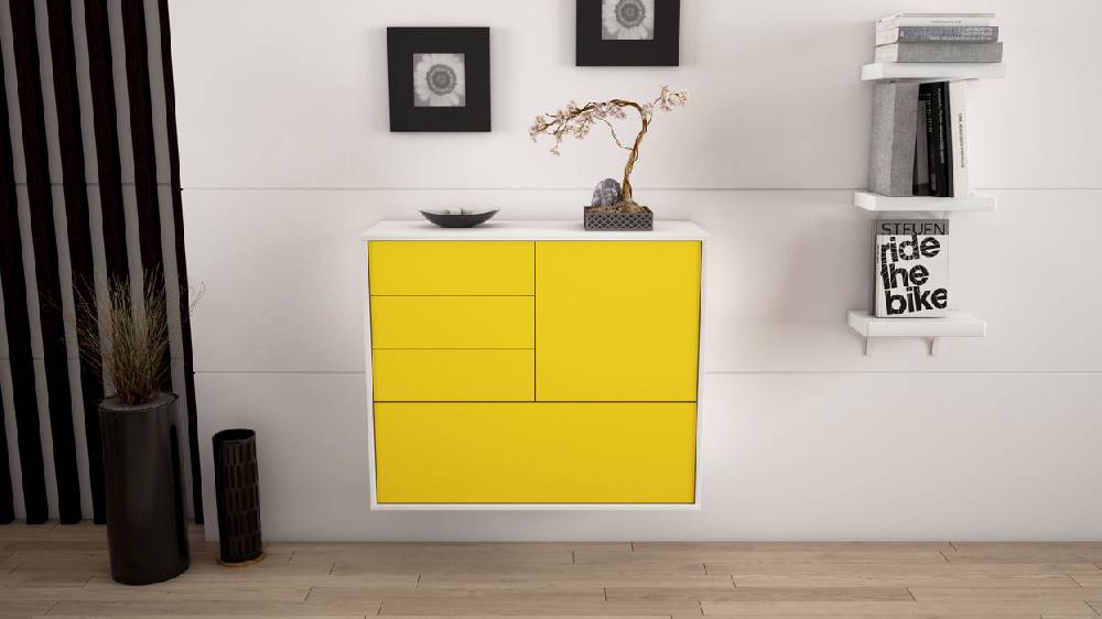 Stil Zeit Möbel Sideboard Fontana, Gelb, hängend (92x79x35cm) Online