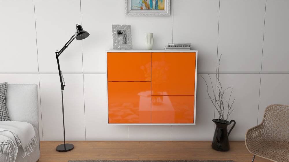 Stil Zeit Möbel Sideboard Fremont, Orange, hängend (92x79x35cm) Schlussverkauf