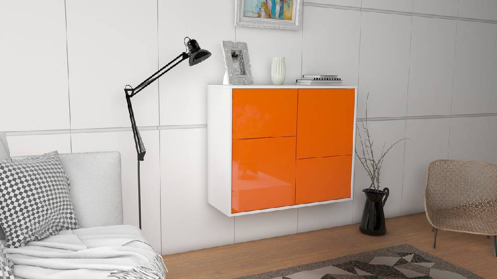 Stil Zeit Möbel Sideboard Fremont, Orange, hängend (92x79x35cm) Schlussverkauf