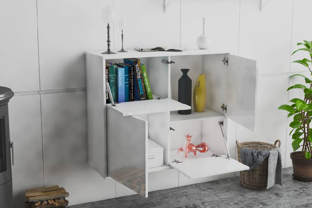 Stil Zeit Möbel Sideboard Fremont, Orange, hängend (92x79x35cm) Schlussverkauf