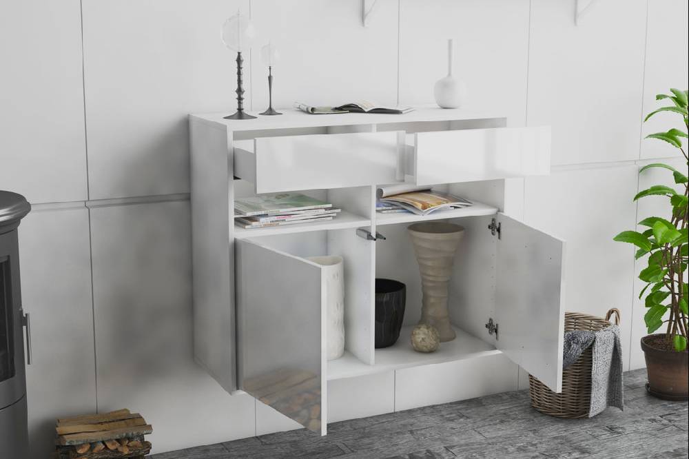 Stil Zeit Möbel Sideboard North Las Vegas, Weiß, hängend (92x79x35cm) Günstiger Verkauf