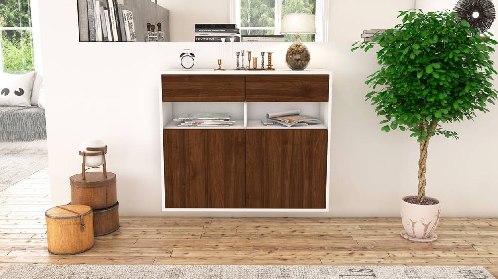 Stil Zeit Möbel Sideboard North Las Vegas, Walnuss, hängend (92x79x35cm) Fabrikverkauf