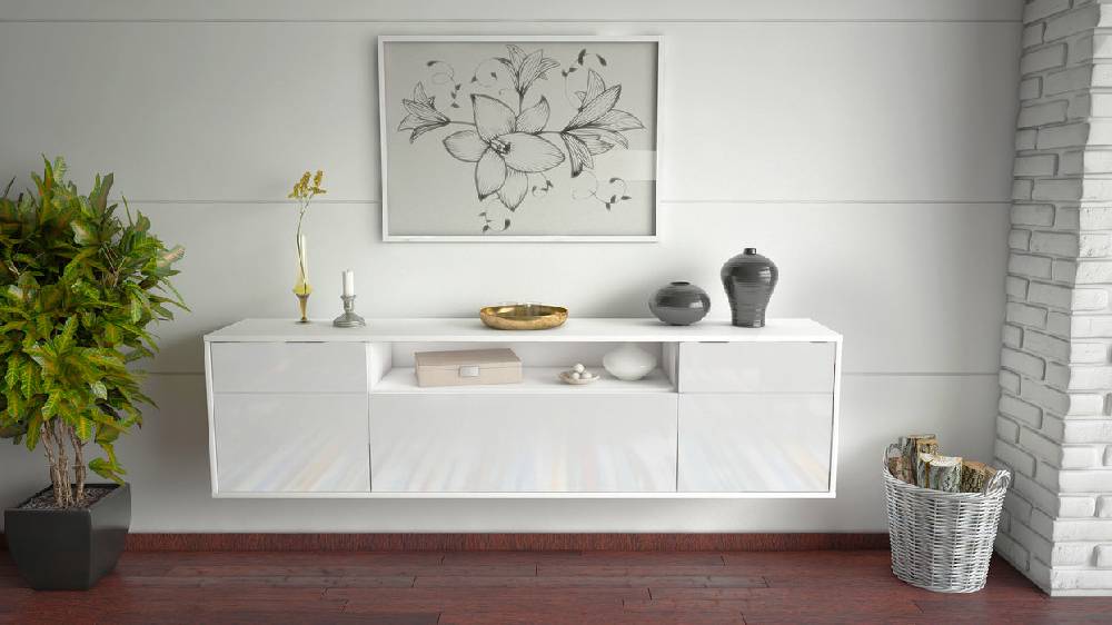 Stil Zeit Möbel Lowboard Chesapeake, Weiß, hängend (180x49x35cm) Fabrik Onlineshop
