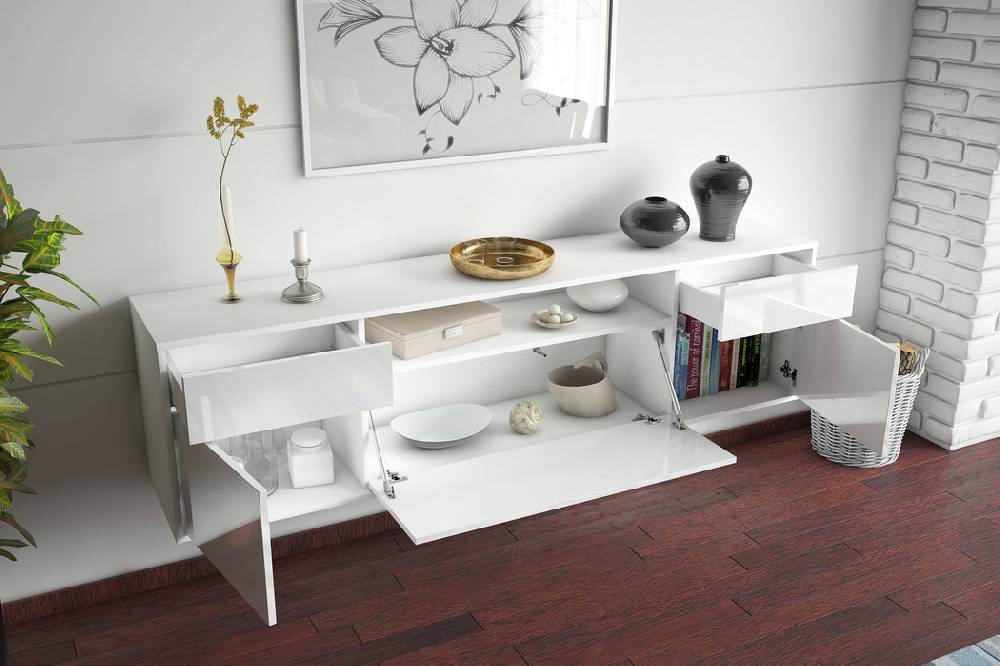 Stil Zeit Möbel Lowboard Chesapeake, Weiß, hängend (180x49x35cm) Fabrik Onlineshop