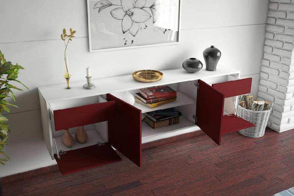 Stil Zeit Möbel Lowboard Madison, Bordeaux, hängend (180x49x35cm) Fabrikpreis