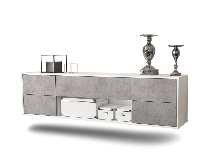 Stil Zeit Möbel Lowboard Lincoln, Beton, hängend (180x49x35cm)