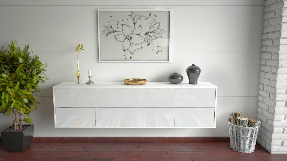 Stil Zeit Möbel Lowboard Saint Paul, Weiß, hängend (180x49x35cm) Günstig kaufen