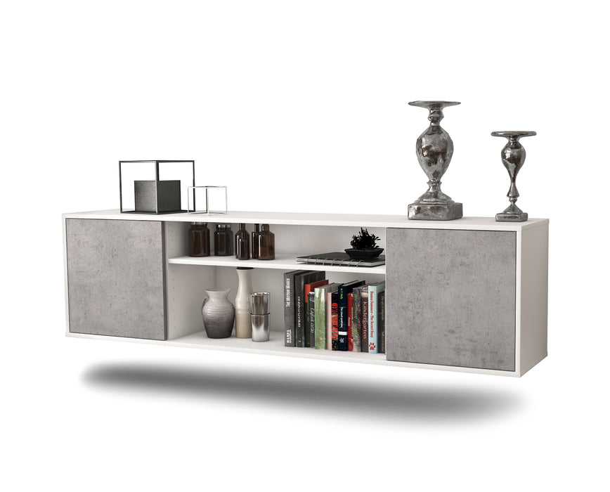 Stil Zeit Möbel Lowboard Newark, Beton, hängend (180x49x35cm)