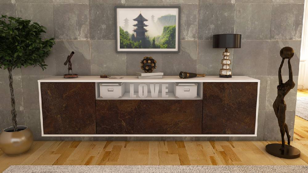 Stil Zeit Möbel Lowboard Pittsburgh, Rost, hängend (180x49x35cm) Exklusivangebot