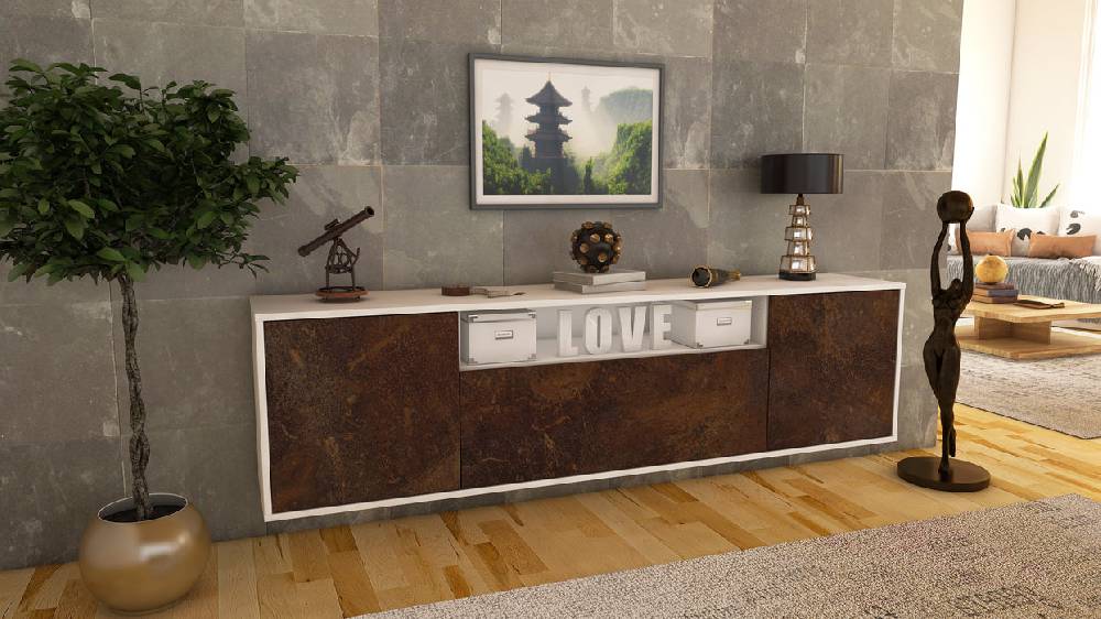 Stil Zeit Möbel Lowboard Pittsburgh, Rost, hängend (180x49x35cm) Exklusivangebot